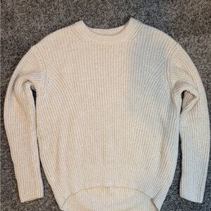 Athleta Cascades Crew Sweater Ivory Chunky Knit Wool Blend Size XS